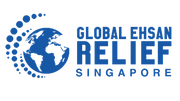 Logo of Global Ehsan Relief Singapore with a blue globe design on a white background