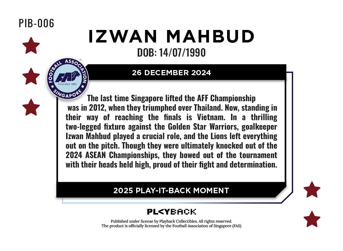 Izwan Mahbud - 2025 PLAY-IT-BACK Autograph - PIB-006 Card